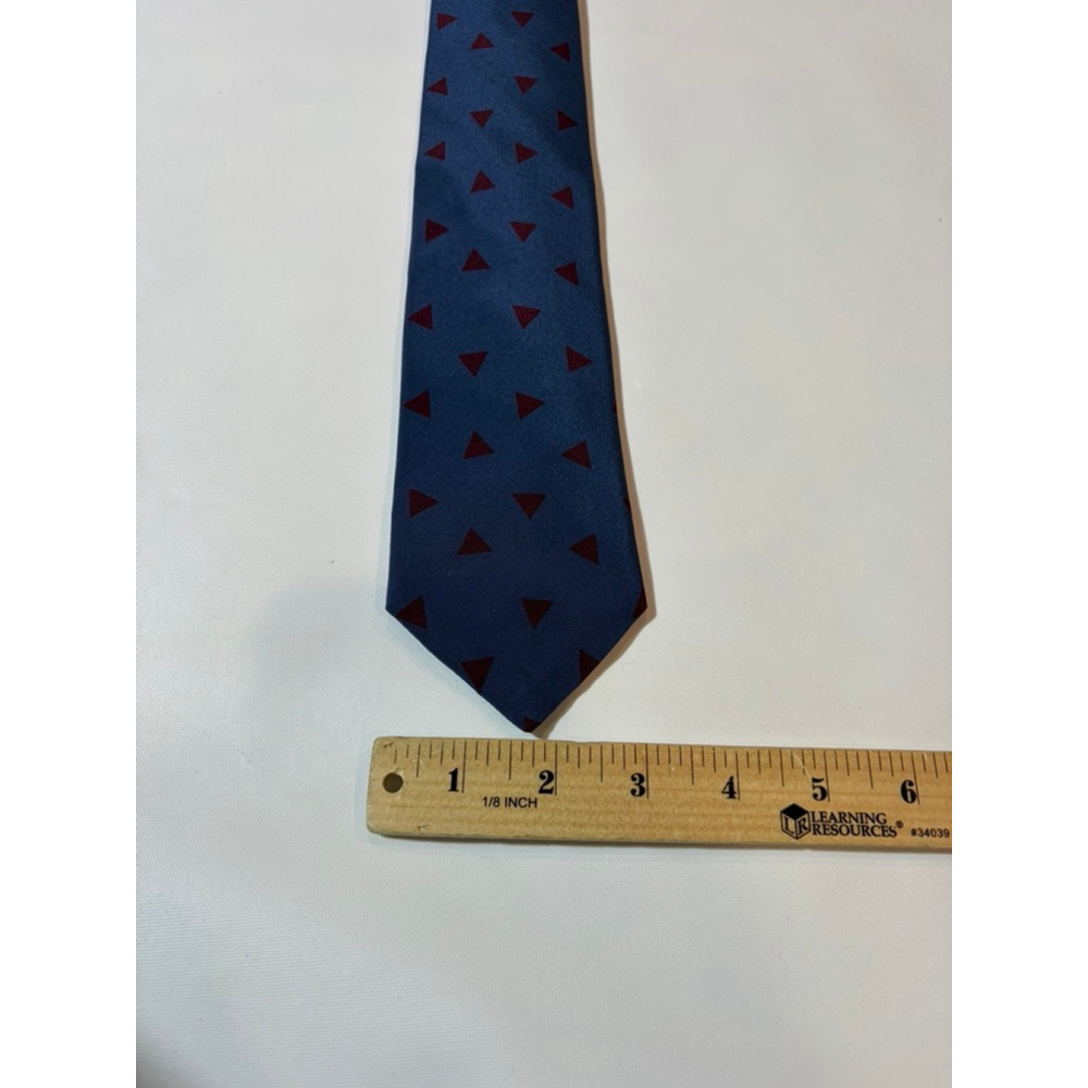 Lanvin Paris Silk Tie Blue Geometric Triangle Designer Mens Necktie - Picture 3 of 6